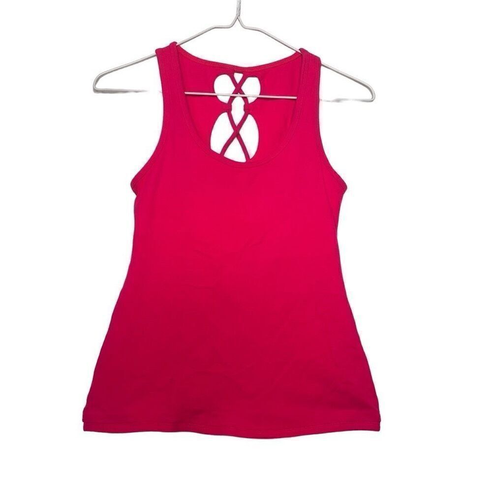 Beyond Yoga Criss-Cross Open Back Workout Yoga Tank Top Fuchsia XS